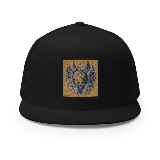 Embroidered Skull Wing Trucker Cap - Good Fortune and Protection